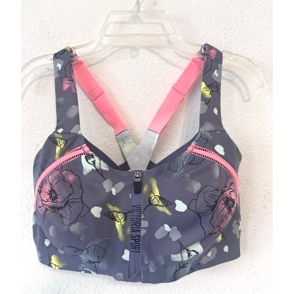 Victorias Secret Knockout Sports Bra 34DDD Zip Front Close Workout Running - Picture 1 of 5